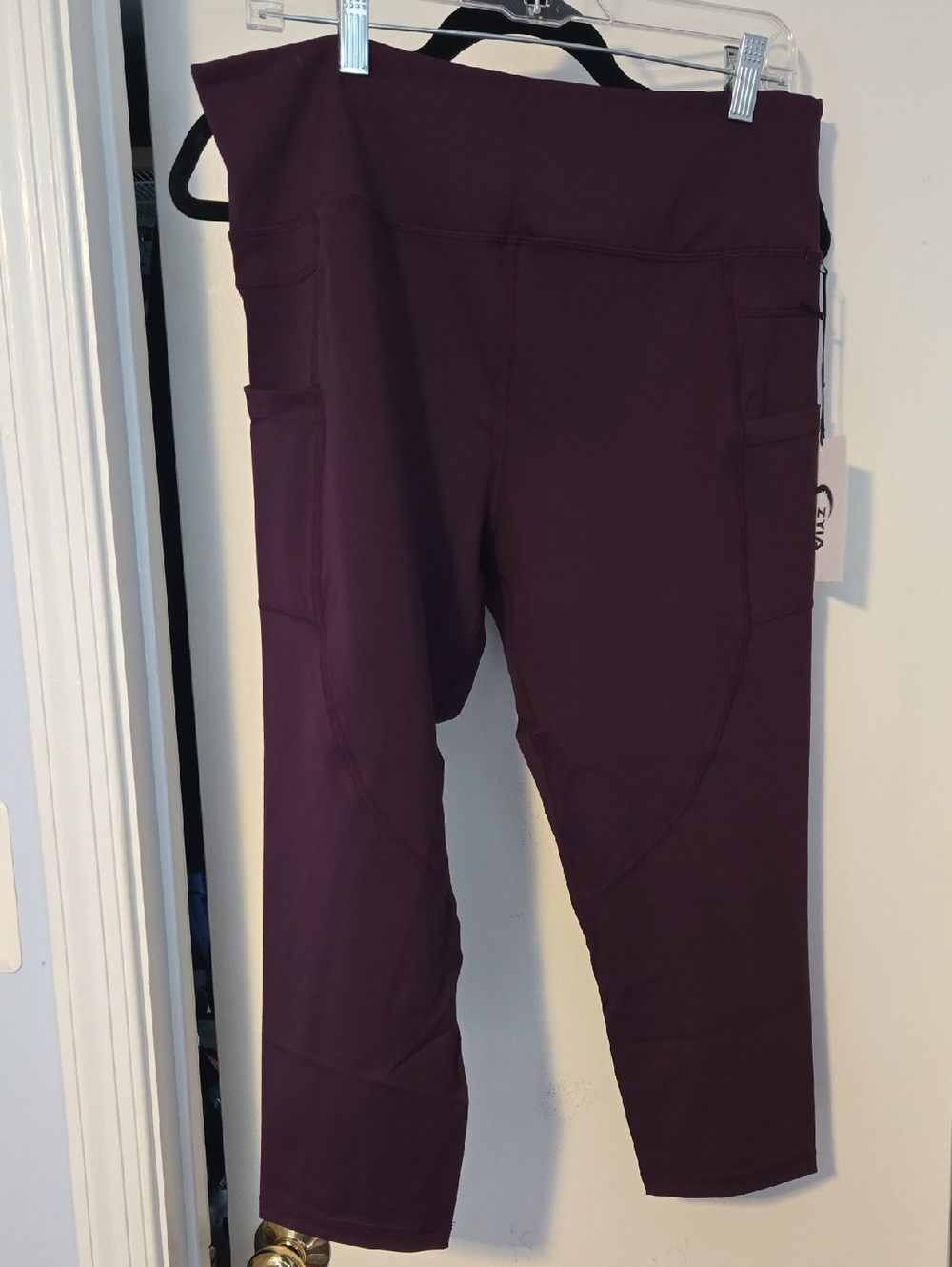 ZYIA Plus Size Capri Leggings in Deep Plum